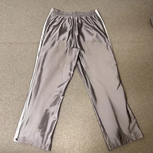 90s Vintage Adidas Baggy Silver Black & White Lined Tear Away Pants - Picture 2 of 7